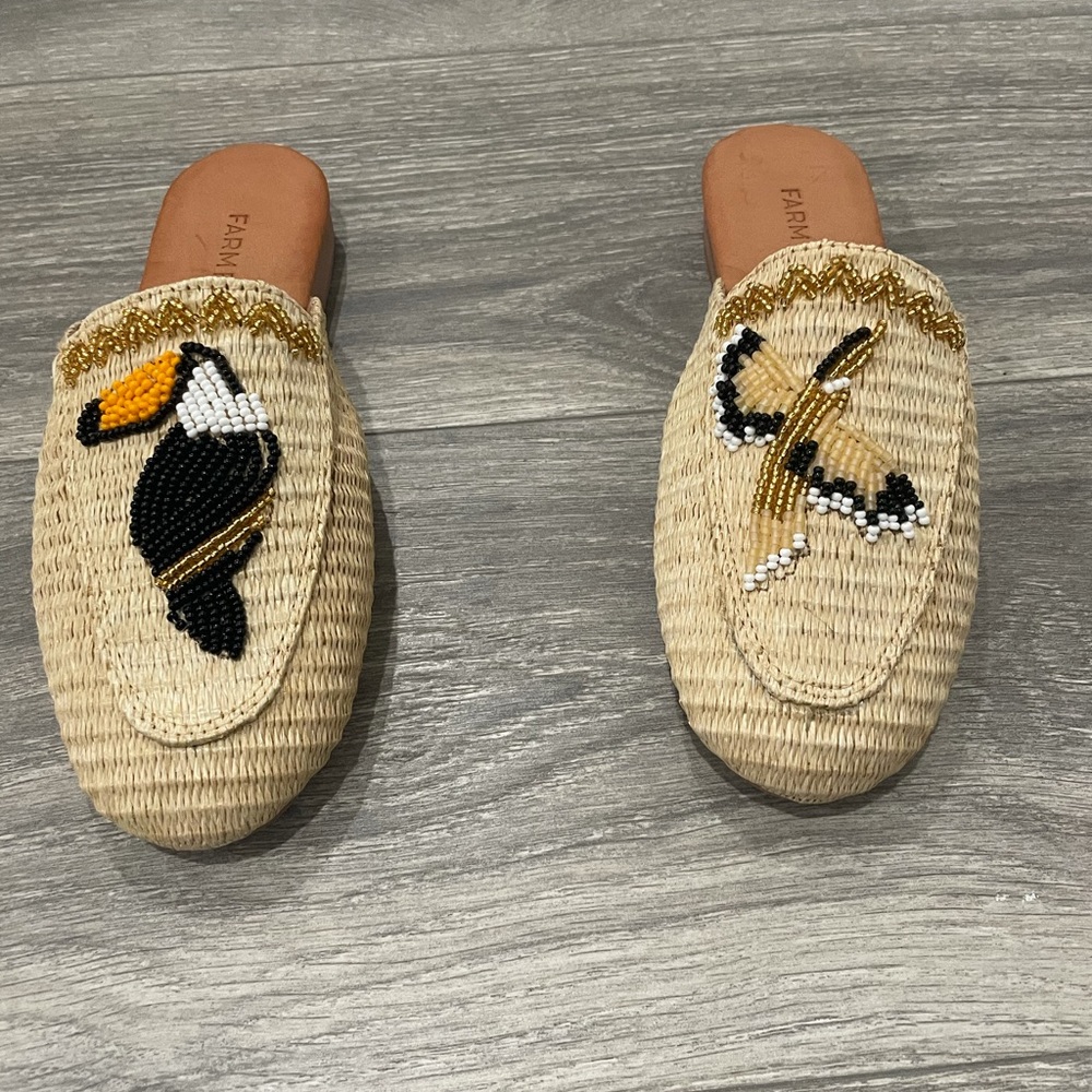 Farm Rio Tucan Raffia Mule size 6 colour beige New - Picture 4 of 5